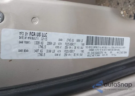 2016 Chrysler Town & Country Touring z USA, uszkodzony, nr VIN 2C4RC1BG0GR237747